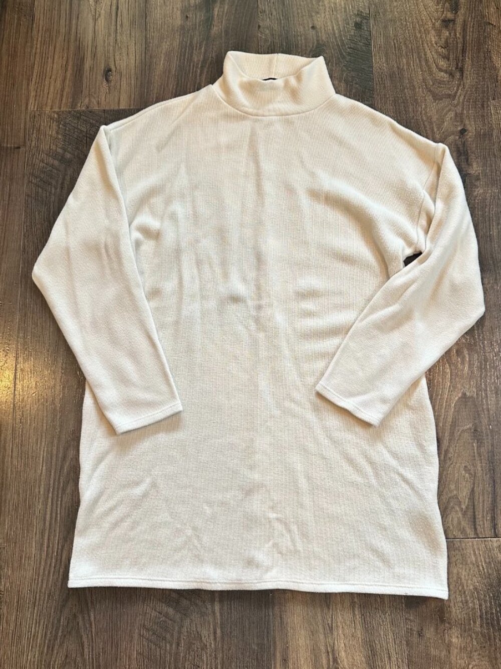 ZARA Women's Cream Knit Sweater Mock Turtle neck Oversize Dress, Size M